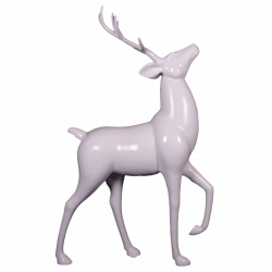 Glossy White Standing Reindeer Statue - Fiberglass