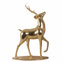 Glossy Gold Standing Reindeer Statue - Fiberglass